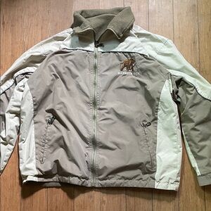 Men's Tan and White Snow Jacket.